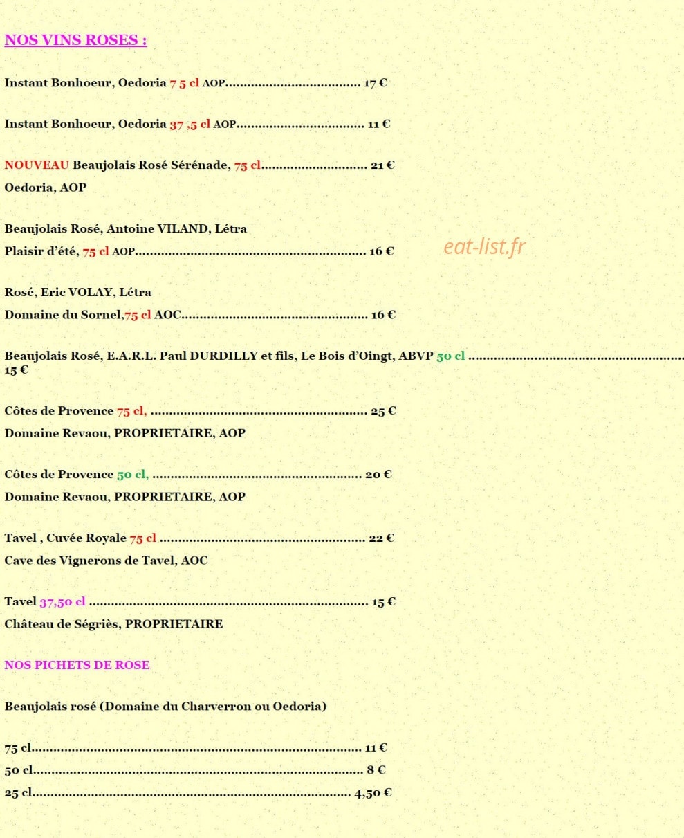 Le Cep Vert — carte page 4