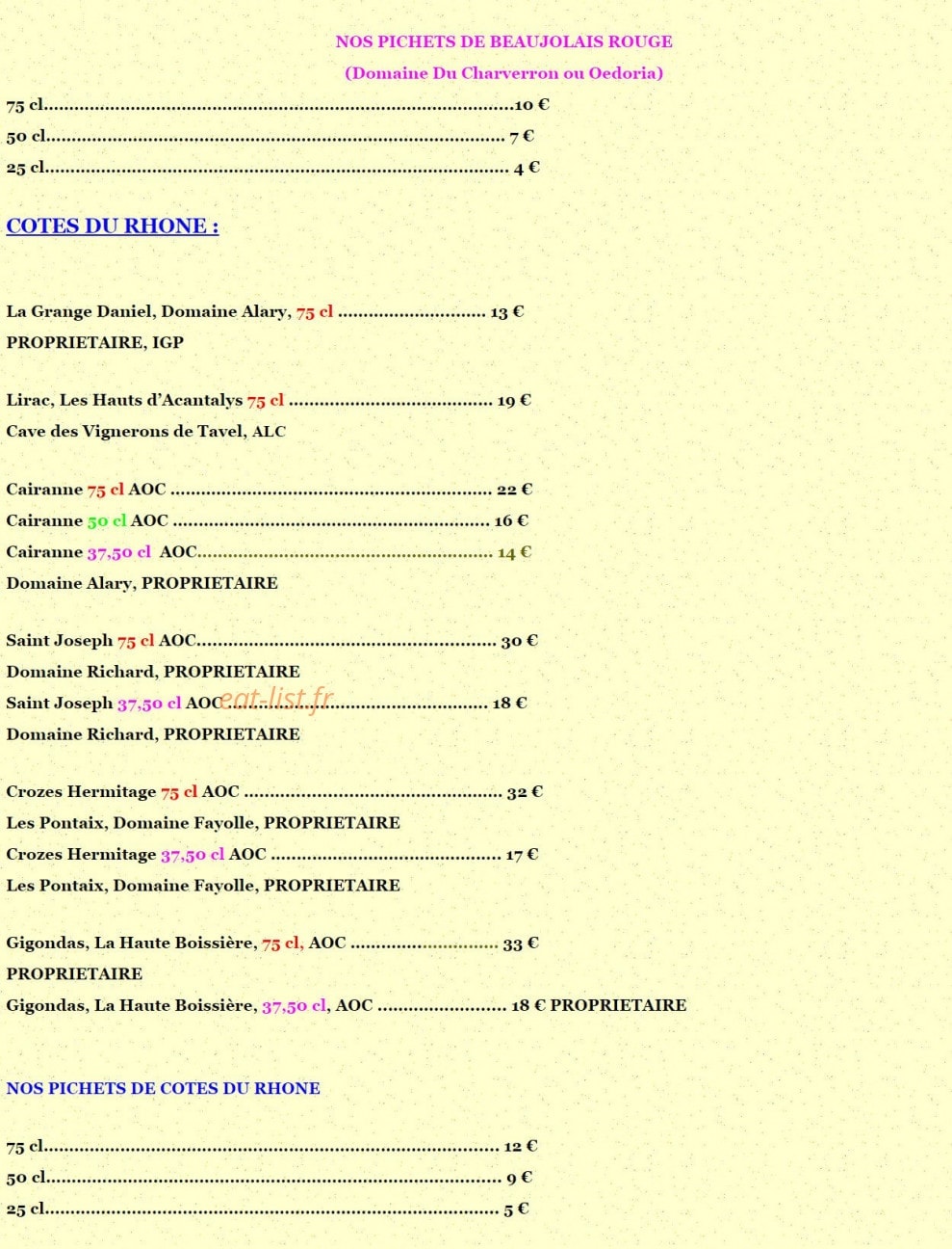 Le Cep Vert — carte page 2