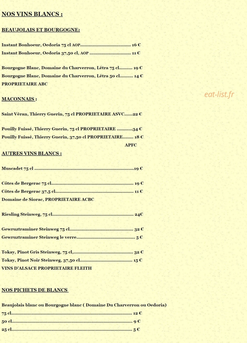 Le Cep Vert — carte page 5
