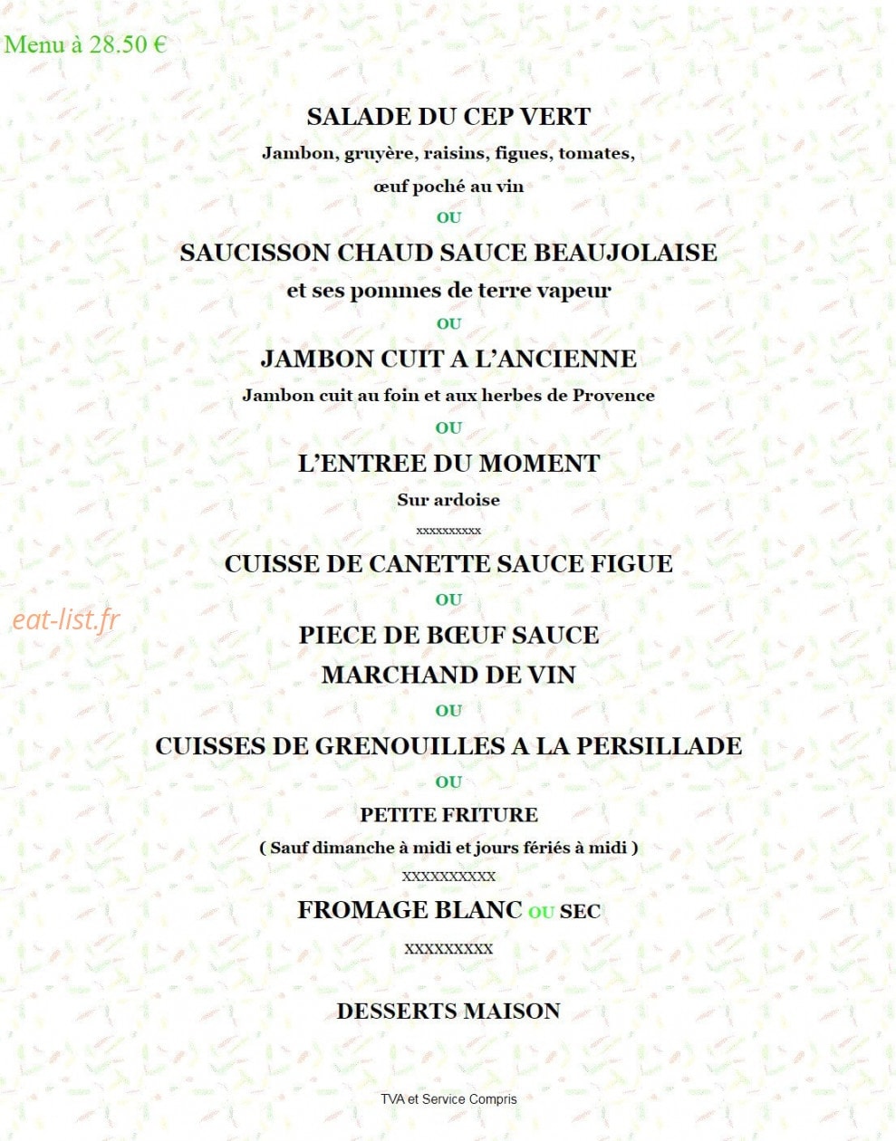 Le Cep Vert — carte page 10