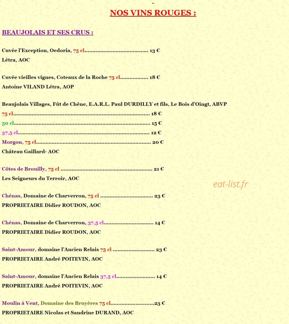 Le Cep Vert — carte page 1