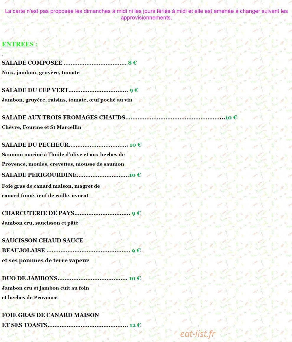 Le Cep Vert — carte page 14