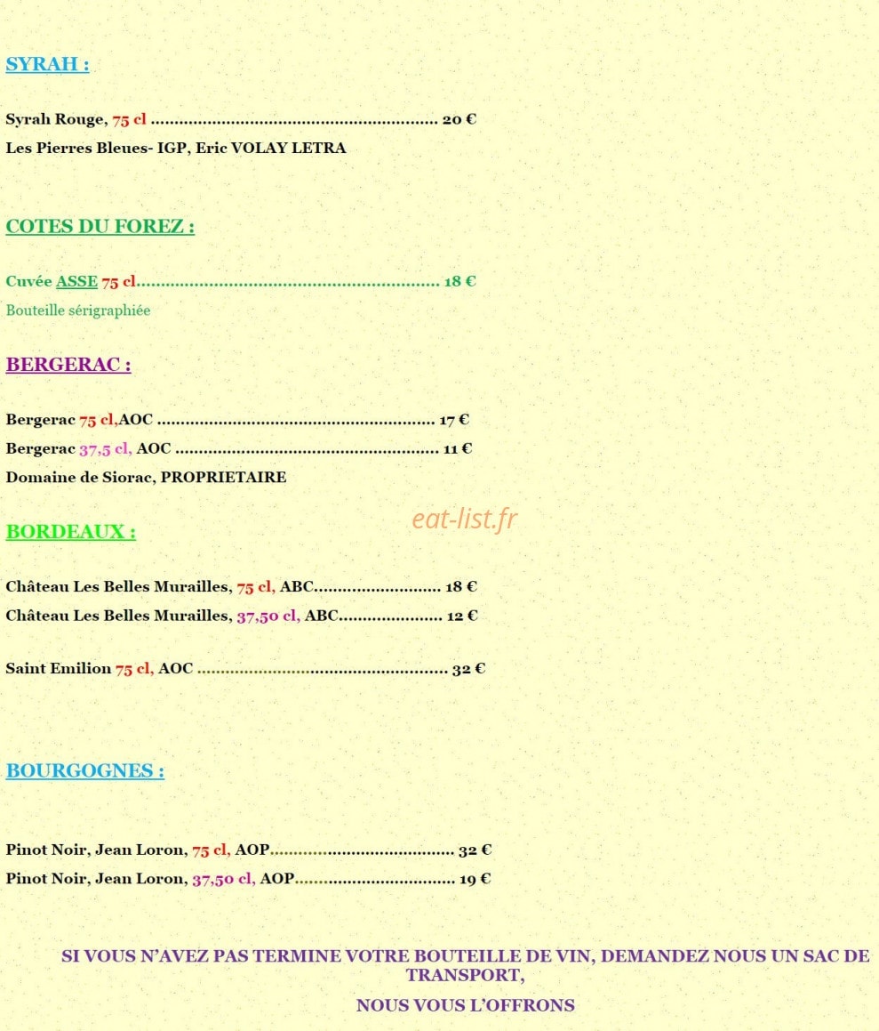 Le Cep Vert — carte page 3