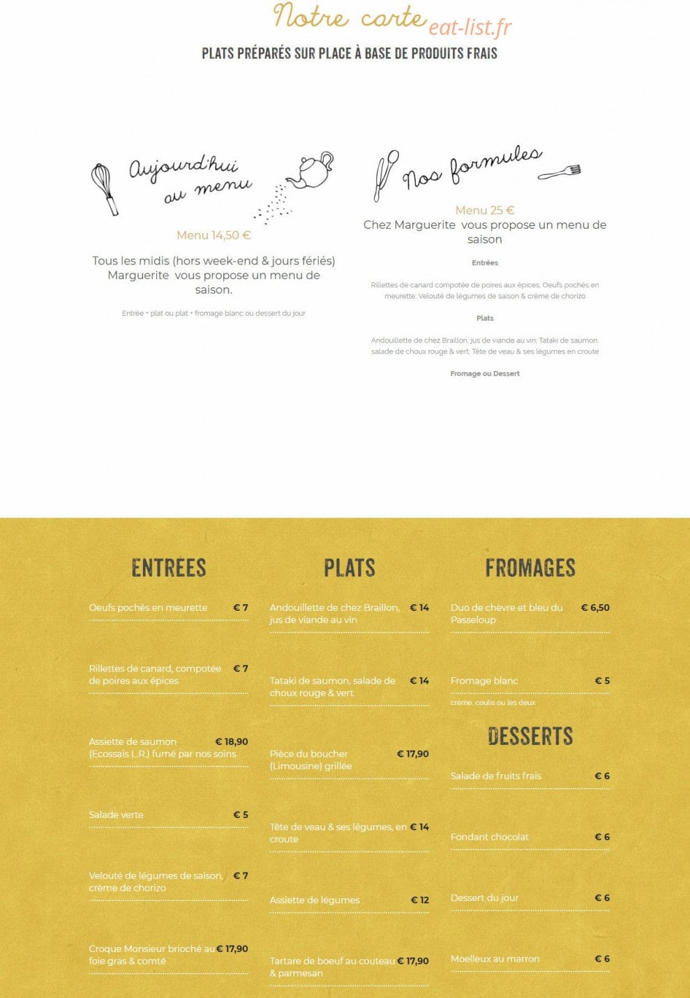 Chez Marguerite — carte page 1