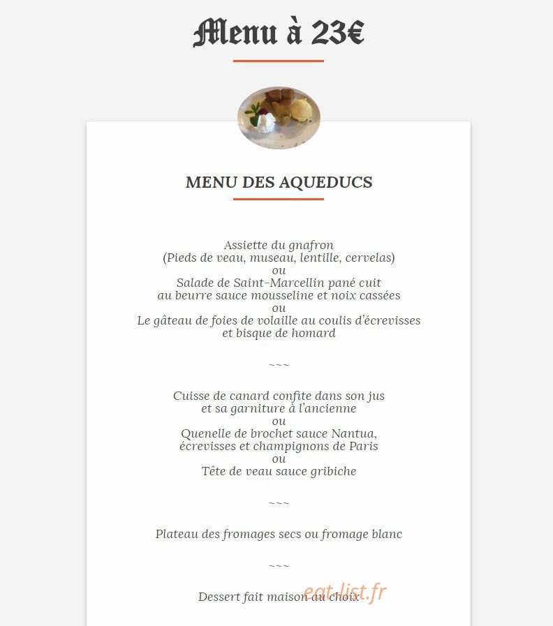 Auberge des aqueducs — carte page 2