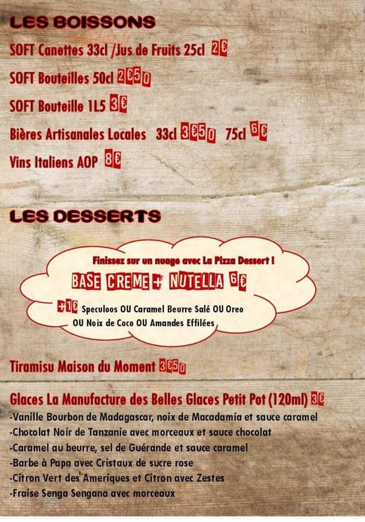 La pizza — carte page 3
