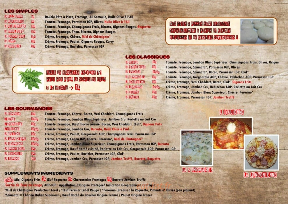 La pizza — carte page 2