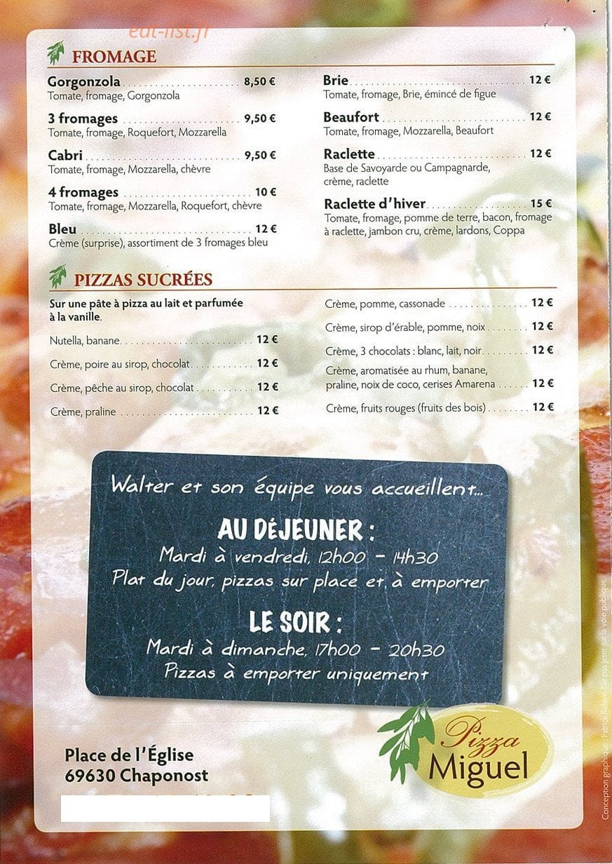Pizza Miguel — carte page 4