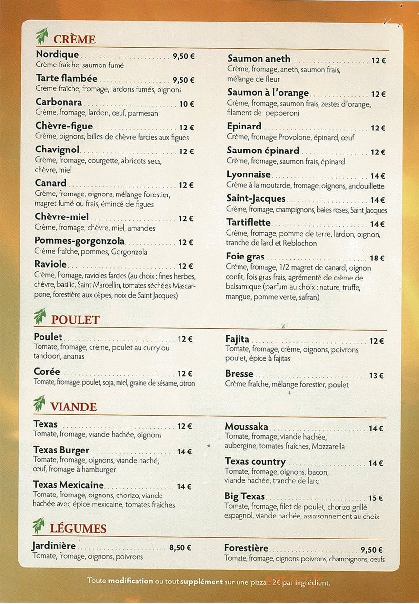 Pizza Miguel — carte page 2
