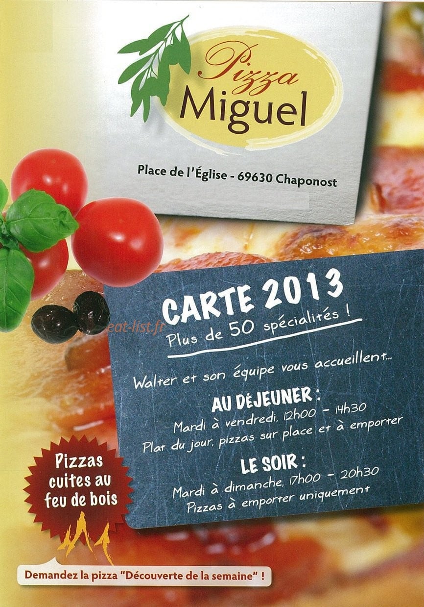 Pizza Miguel — carte page 1