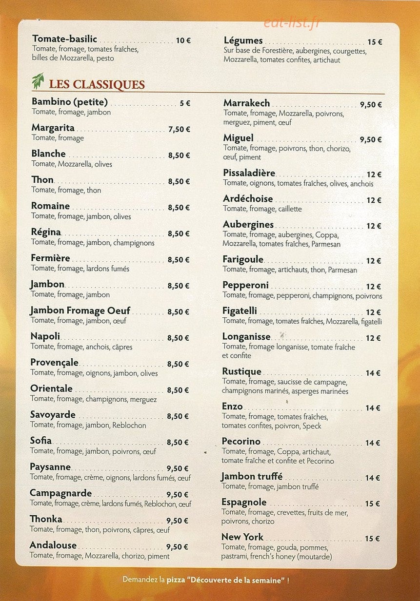 Pizza Miguel — carte page 3