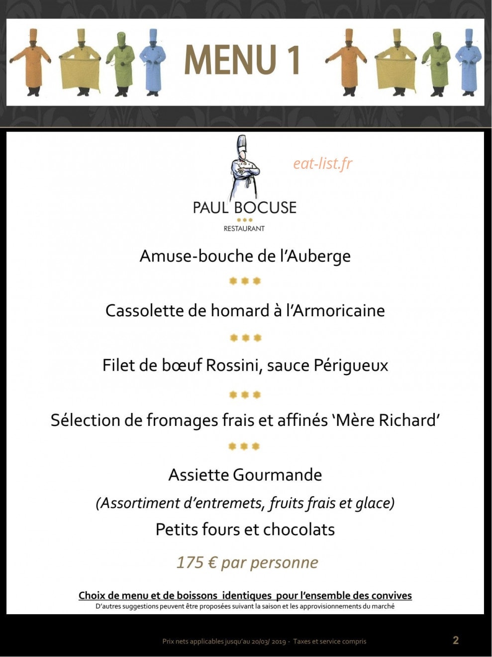 Paul Bocuse — carte page 2