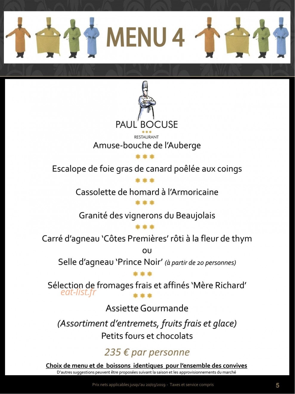 Paul Bocuse — carte page 5