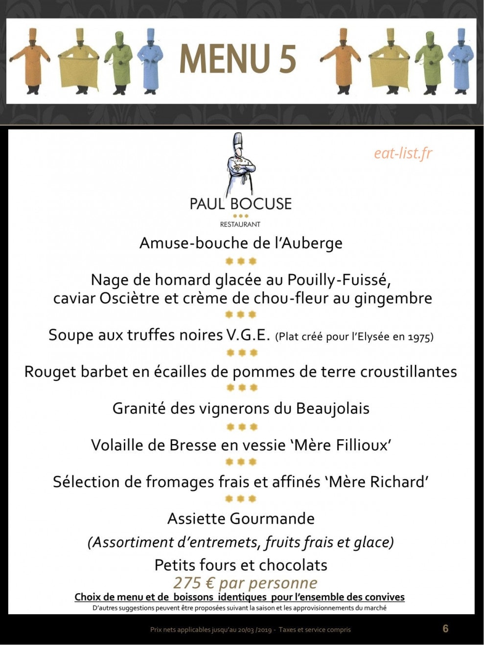 Paul Bocuse — carte page 6