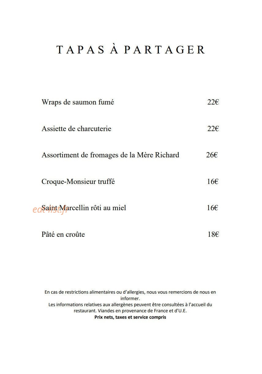 The Riviera — carte page 1