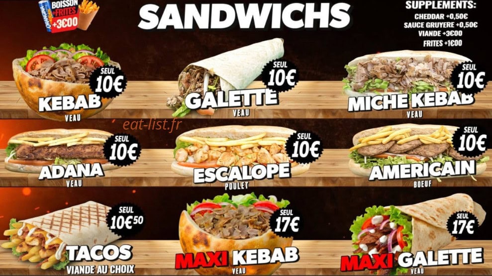 Chassieu Kebab — carte page 1