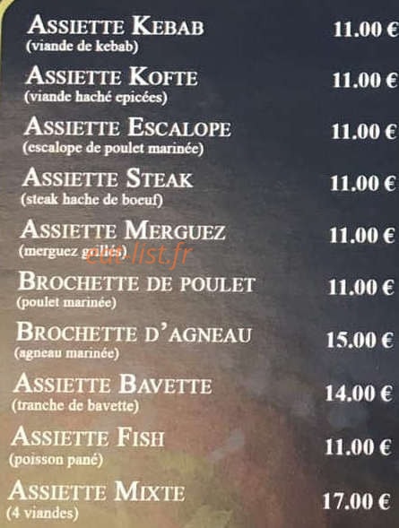 Elif restaurant — carte page 2