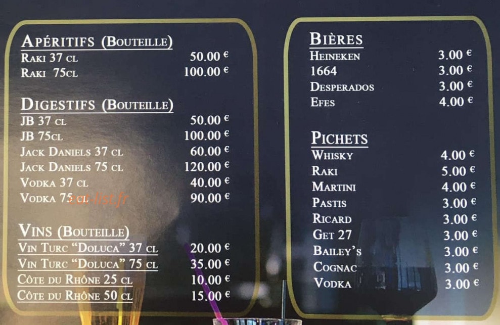 Elif restaurant — carte page 8