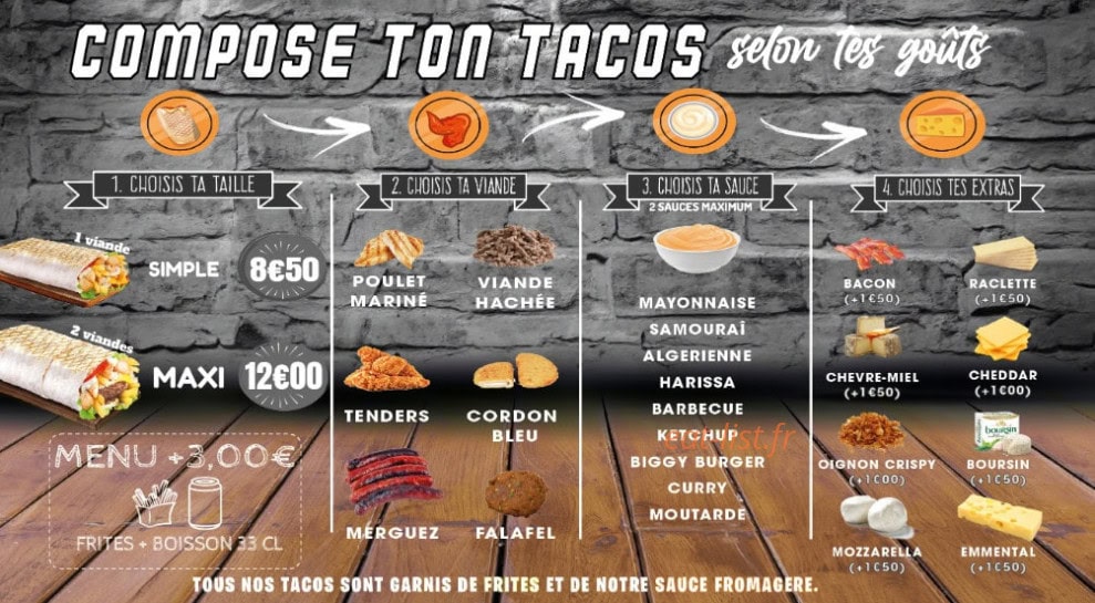 Familial Tacos — carte page 1
