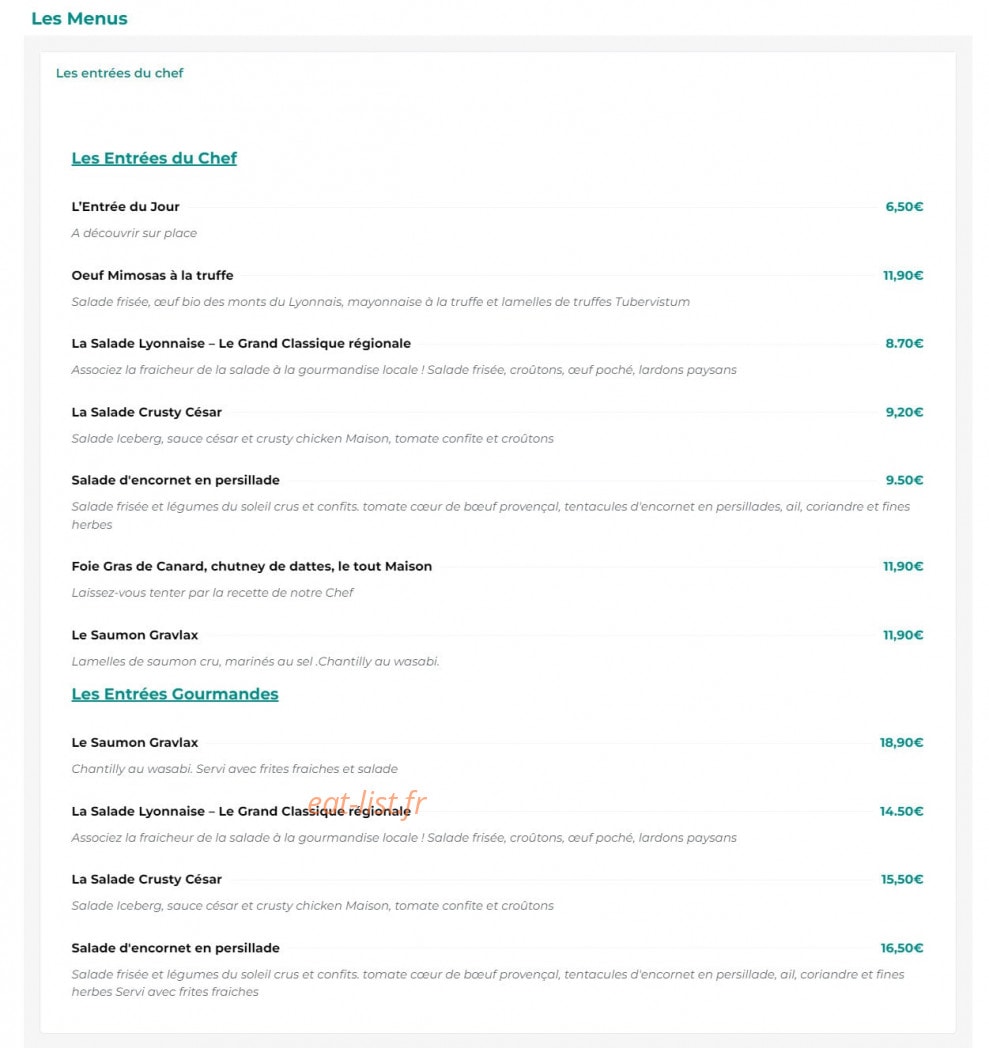 La Brasserie Flow — carte page 1