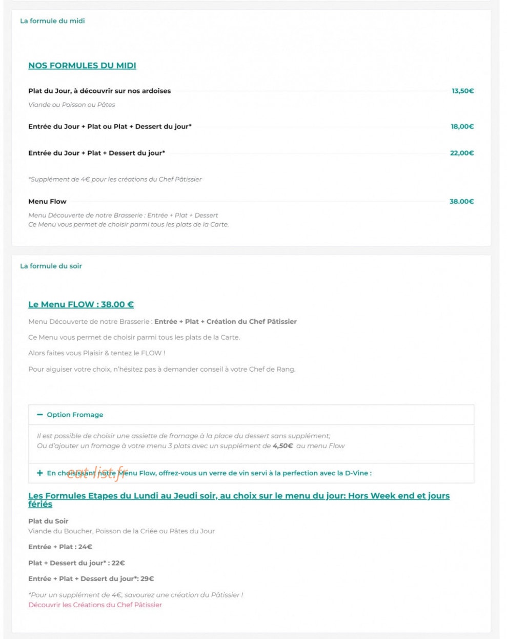La Brasserie Flow — carte page 4