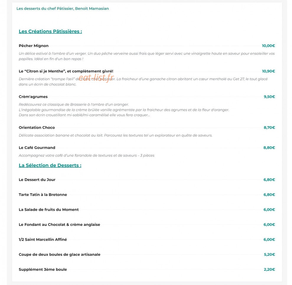 La Brasserie Flow — carte page 3