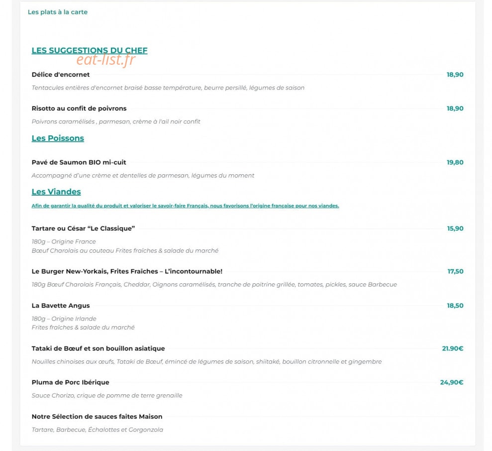 La Brasserie Flow — carte page 2