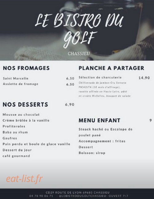 Le bistro du Golf — carte page 2