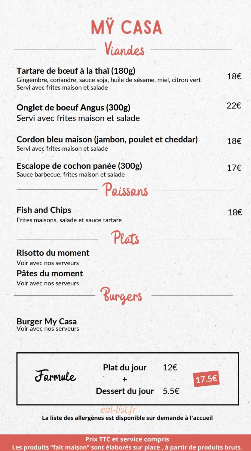 Mÿ Casa — carte page 2