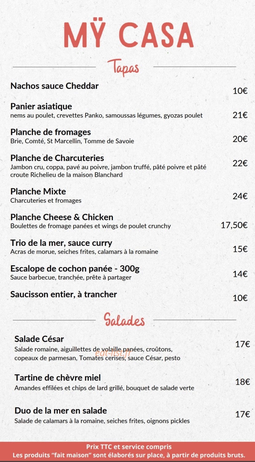 Mÿ Casa — carte page 1