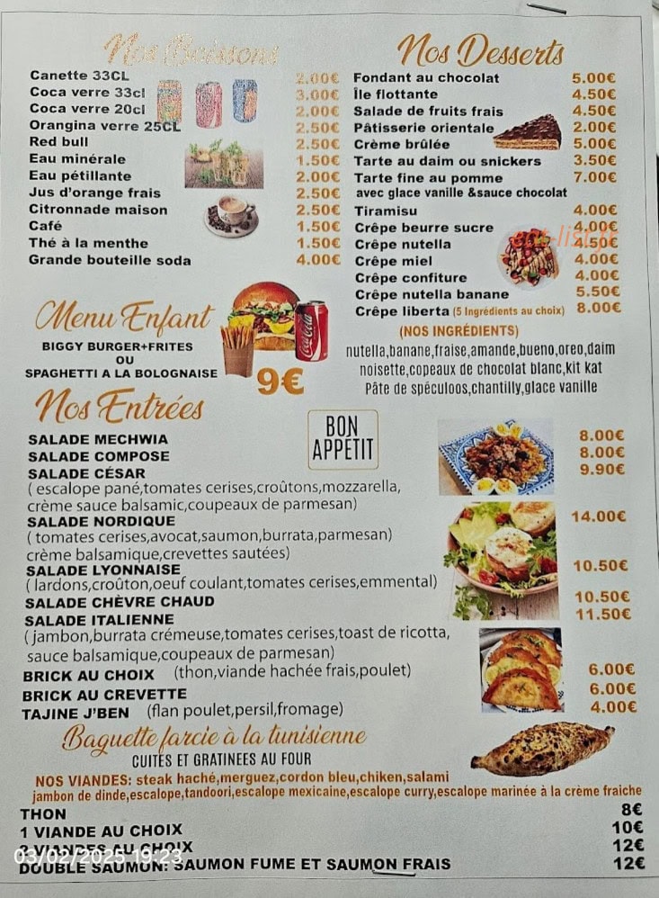 Restaurant Zam Zam — carte page 3