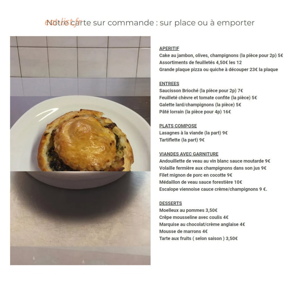 Restaurant Maison Orsi — carte page 1