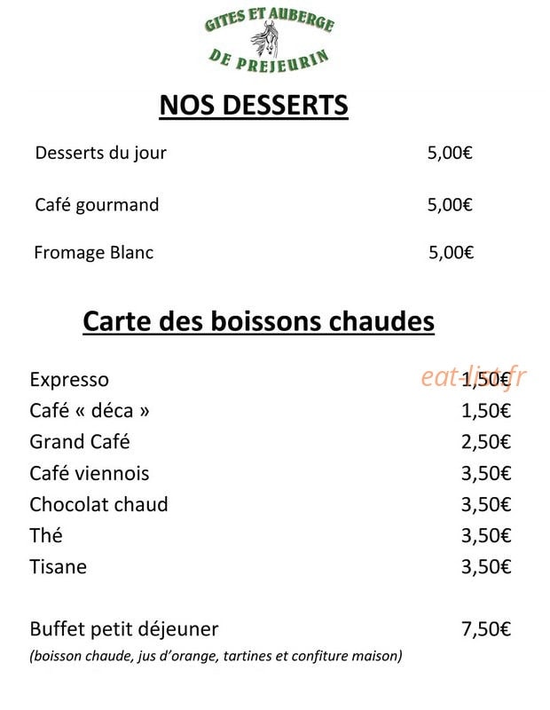 Gites auberge de Prejeurin — carte page 6