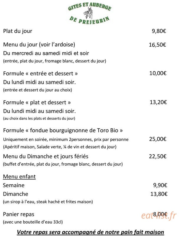 Gites auberge de Prejeurin — carte page 5