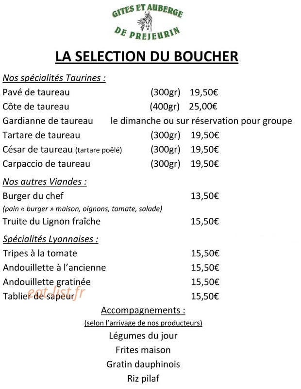 Gites auberge de Prejeurin — carte page 4
