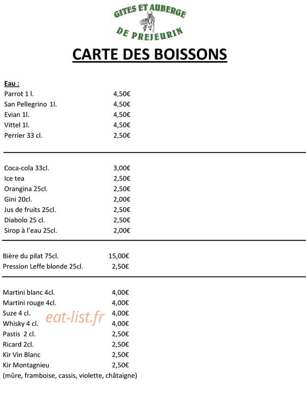 Gites auberge de Prejeurin — carte page 8