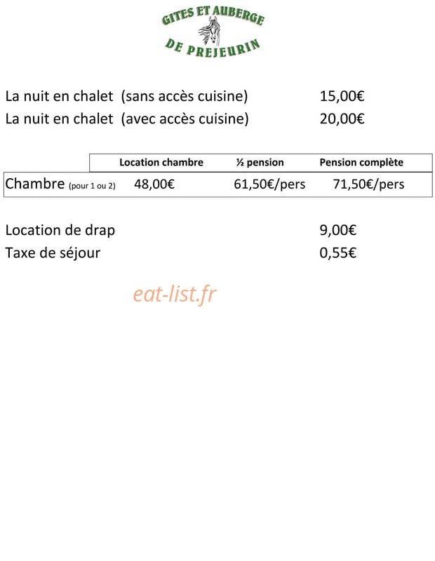 Gites auberge de Prejeurin — carte page 9