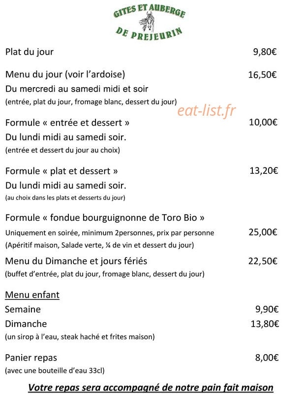 Gites auberge de Prejeurin — carte page 3
