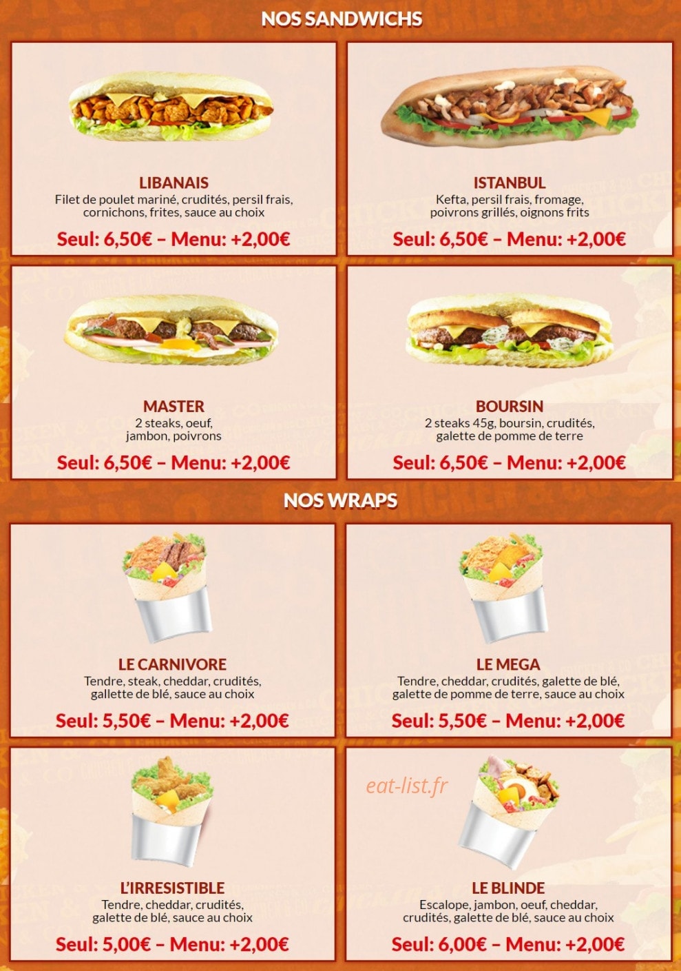 Chicken & co — carte page 4