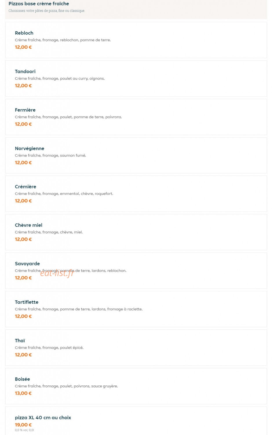 Fast pizza — carte page 3