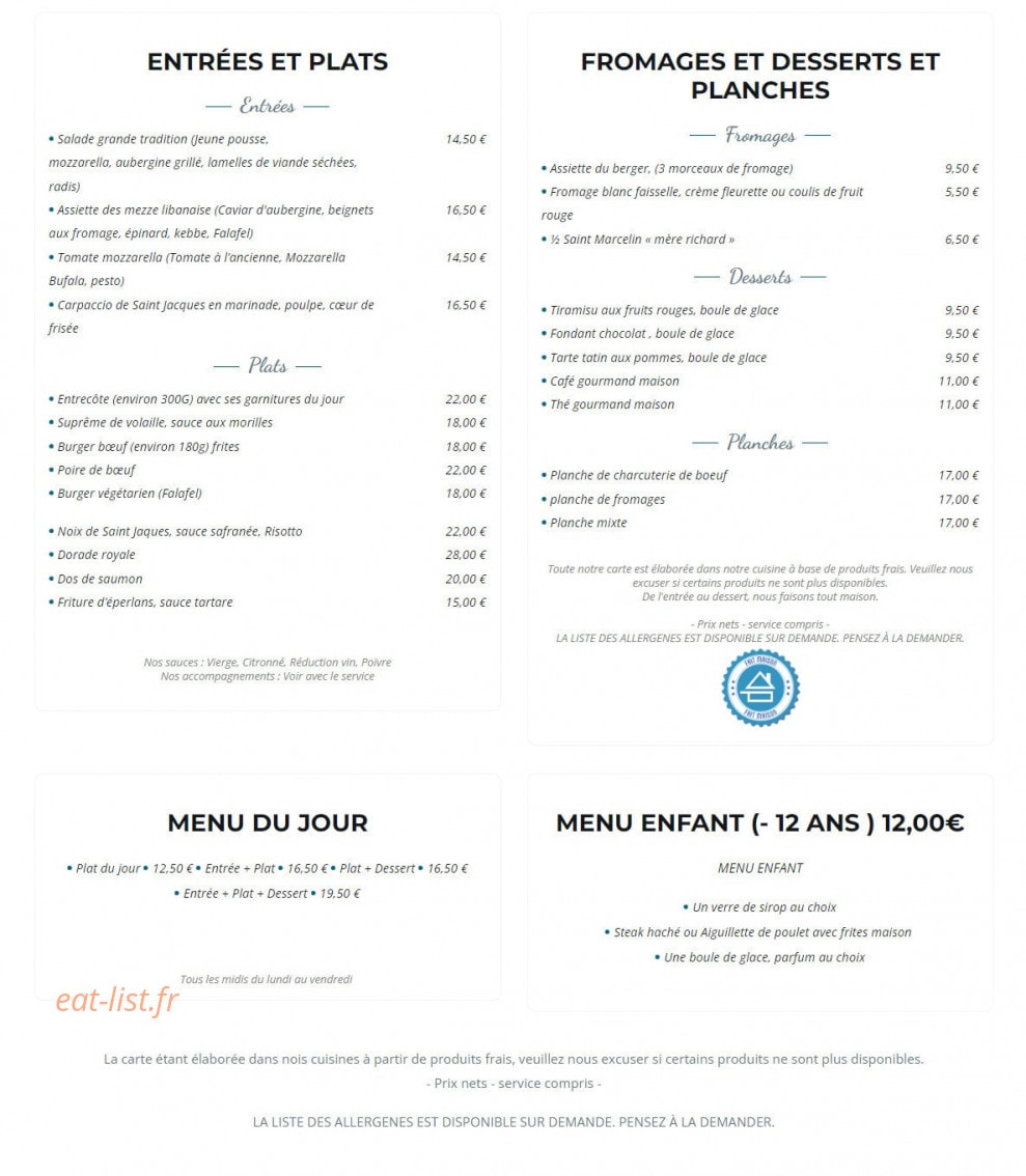 La brasserie du Fleuve — carte page 1