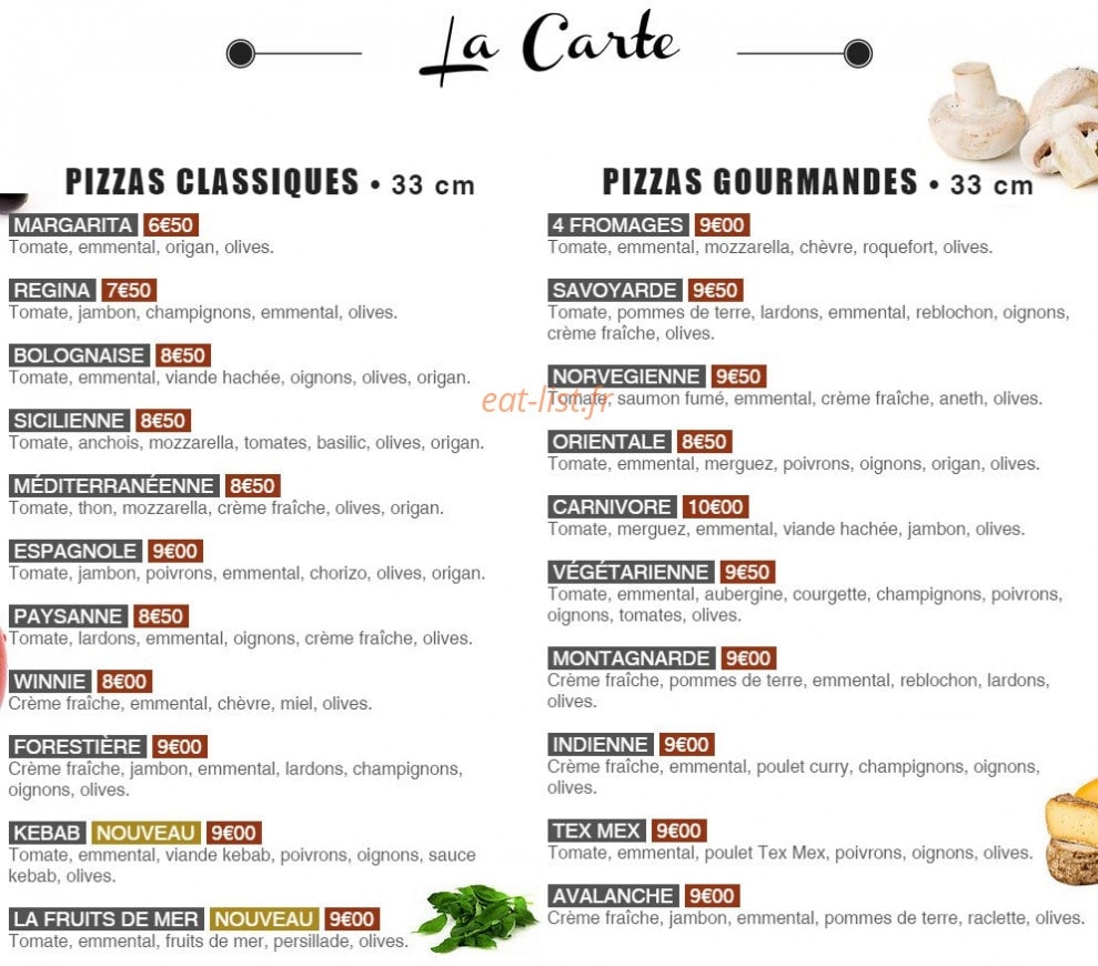 Pizza Kitchen — carte page 1