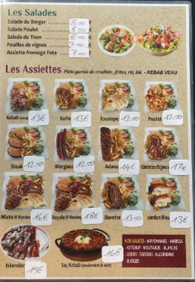 Kebab à l'etage — carte page 1