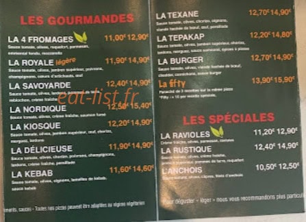 Le Kiosque à Pizzas — carte page 3