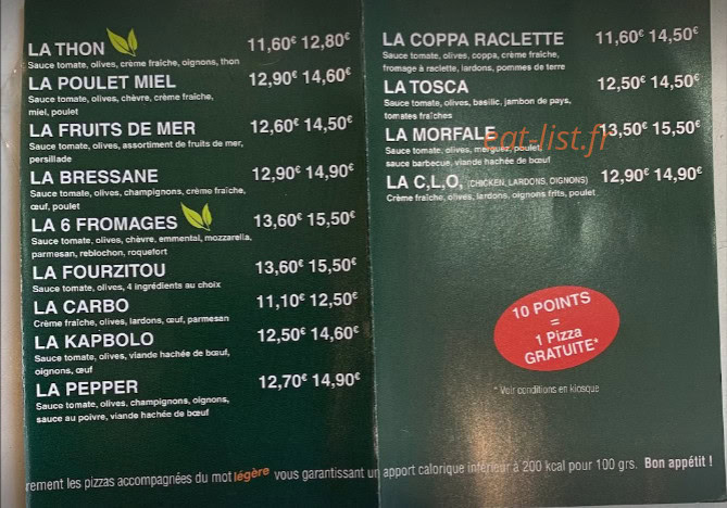 Le Kiosque à Pizzas — carte page 2