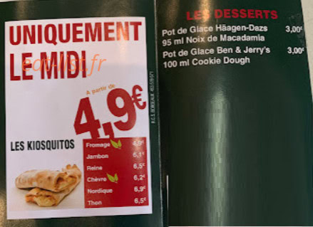 Le Kiosque à Pizzas — carte page 4