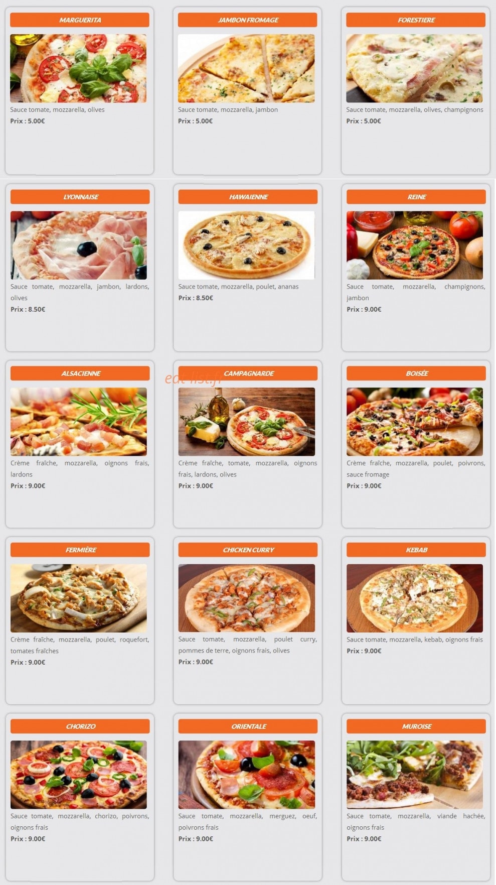 Planet Pizz' — carte page 1