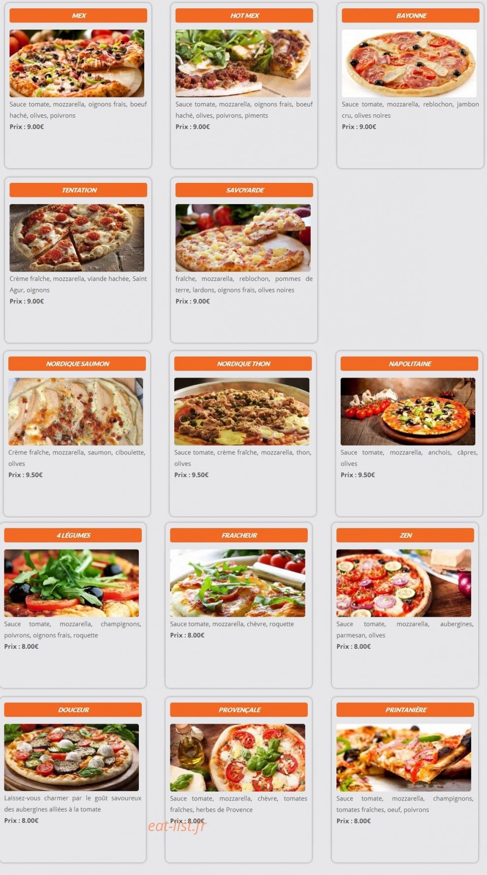 Planet Pizz' — carte page 2