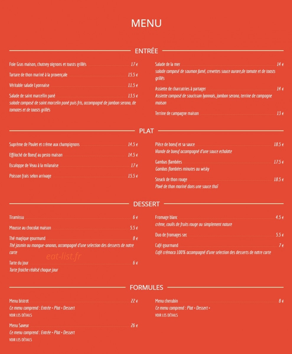 Le Bistrot De Genay — carte page 1
