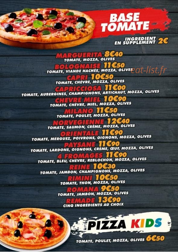 Genas Pizza — carte page 1
